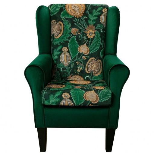 Standard Wingback Chair in Cantaloupe Forest Velvet Fabric