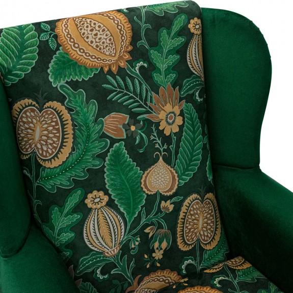 Standard Wingback Chair in Cantaloupe Forest Velvet Fabric