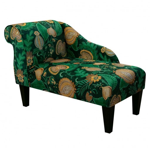 LUXE 41" Mini Chaise Longue in Cantaloupe Forest Velvet Fabric