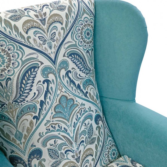 Standard Wingback Fireside Chair in Hidcote Prussian Duck Egg Velvet Fabric