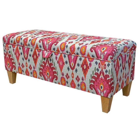 LUXE Storage Bench Stool in Boho Begonia Fabric