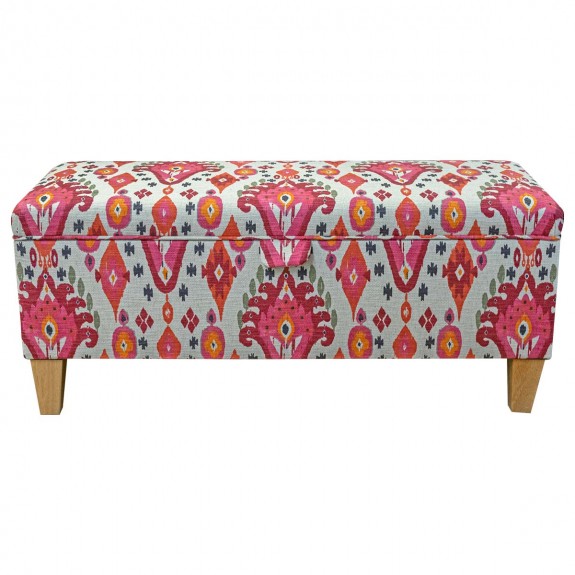 LUXE Storage Bench Stool in Boho Begonia Fabric