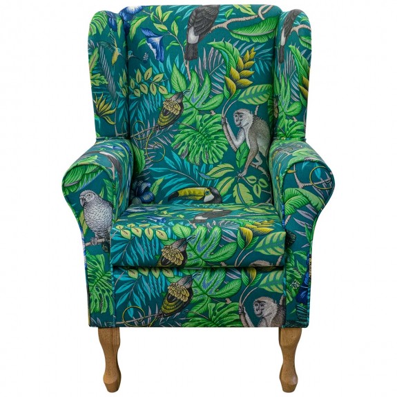 Standard Wingback Fireside Chair in Rainforest Lagoon Cotton Fabric