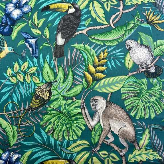 Standard Wingback Fireside Chair in Rainforest Lagoon Cotton Fabric