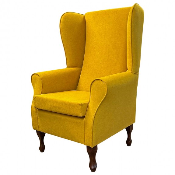 Large High Back Chair in Luna Mustard Nanoclean Fabric