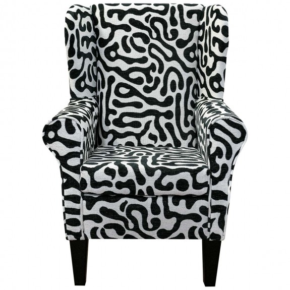 Standard Wingback Fireside Chair in Rosso Fluid Zebra Fabric