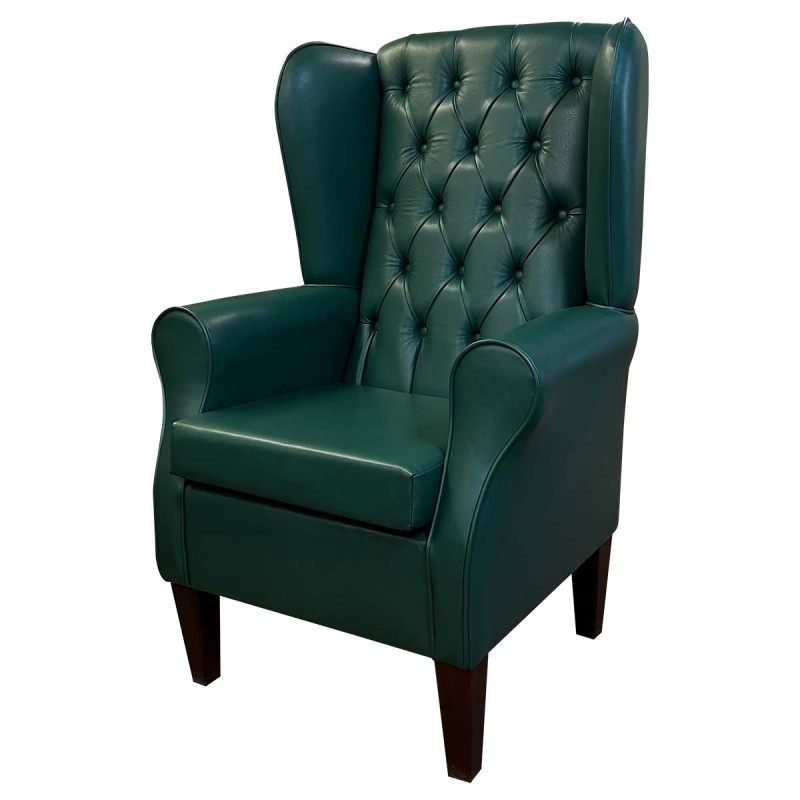 Green Buttoned Genuine Leather Armchair Green Buttoned Genuine Leather Armchair