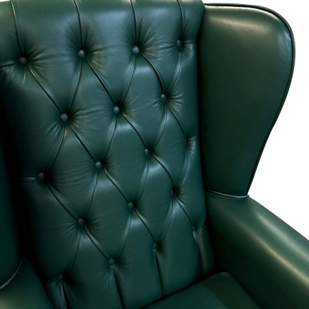Buttoned Leather Wing Chair