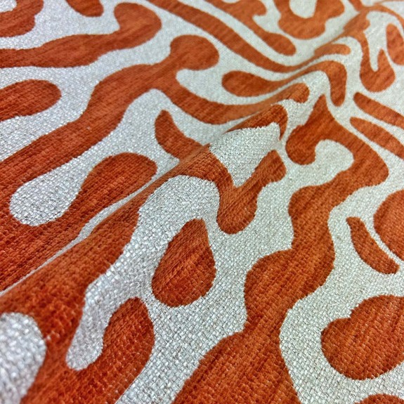 Large High Back Chair in Rosso Heavyweight Fluid Burnt Orange Fabric