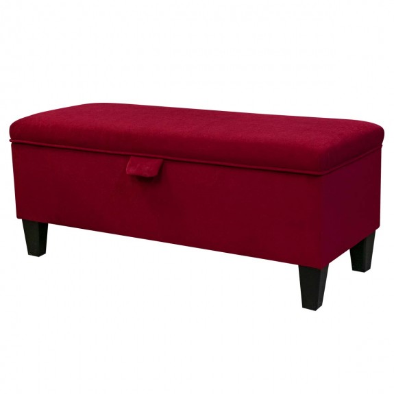 Storage Bench Stool in Notting Hill Plain Wine Velvet Fabric