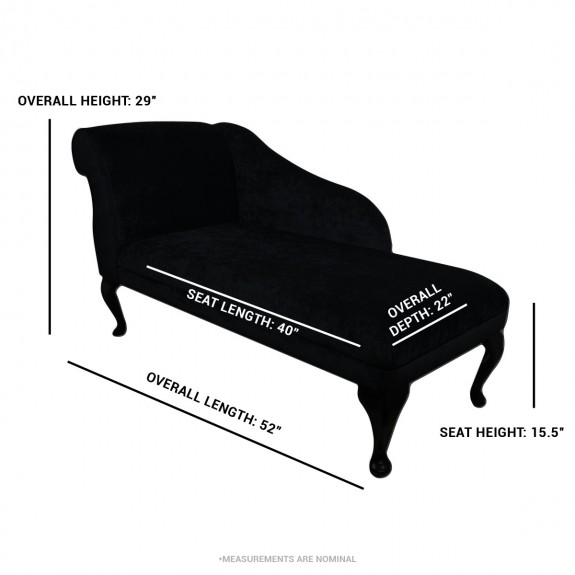 LUXE 52" Medium Chaise Longue in Balmoral Dove Grey Tartan Fabric