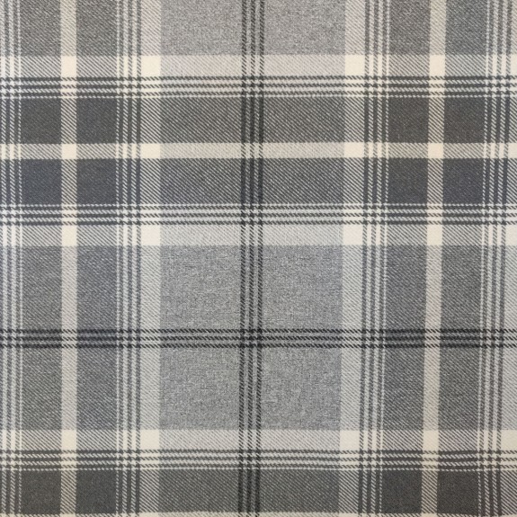 LUXE 52" Medium Chaise Longue in Balmoral Dove Grey Tartan Fabric