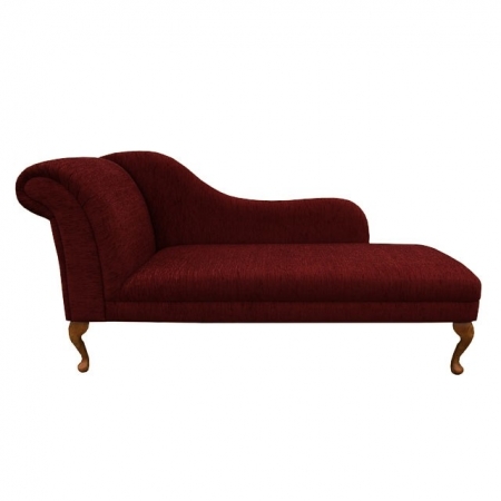66" Classic Style Chaise Longue in a Carnaby Flame Wine Fabric - 15929