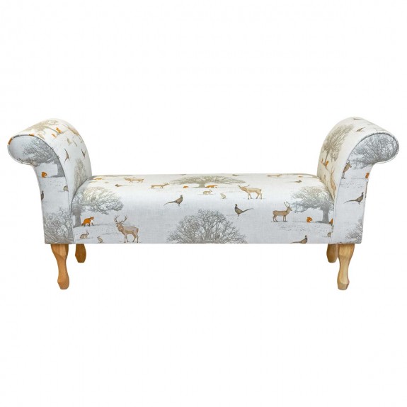 56" Medium Window Seat Settle in Tatton Cotton Fabric