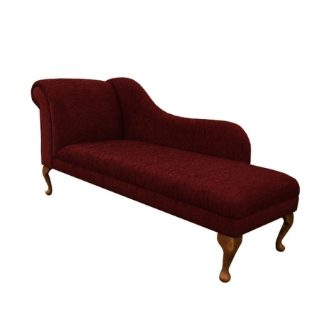 66" Classic Style Chaise Longue in a Carnaby Flame Wine Fabric - 15929