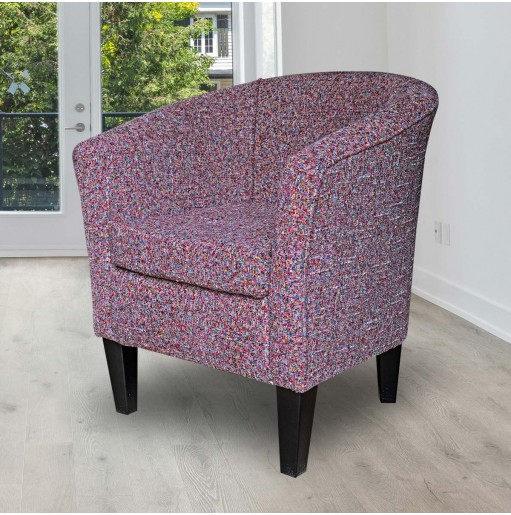 Designer Tub Chair in Olbia Bubblegum Multicoloured Chenille Fabric