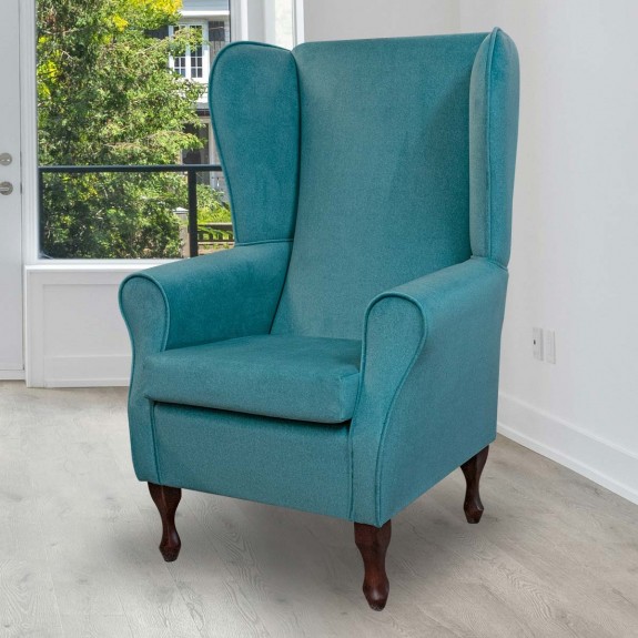 Large High Back Chair in Arlington Peacock Wool Effect Fabric