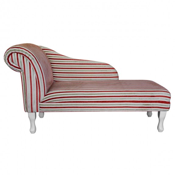 LUXE 52" Medium Chaise Longue in an Eleganza Henna Gold Stripe Fabric