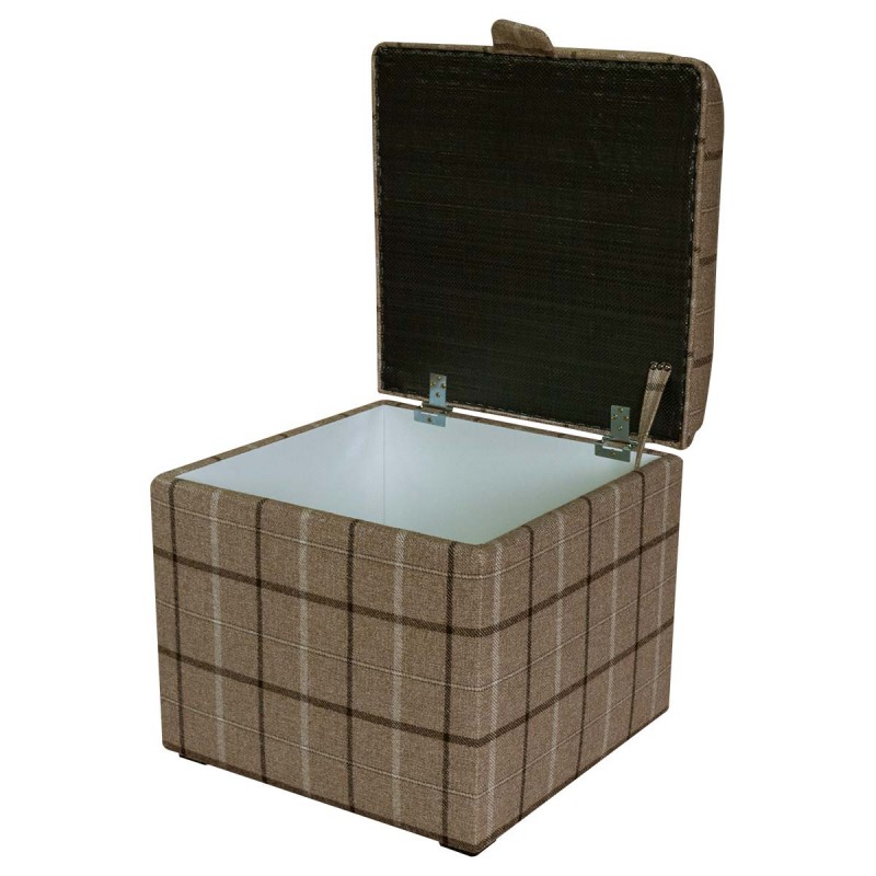 Brown Check Storage Pouffe Brown Check Storage Pouffe