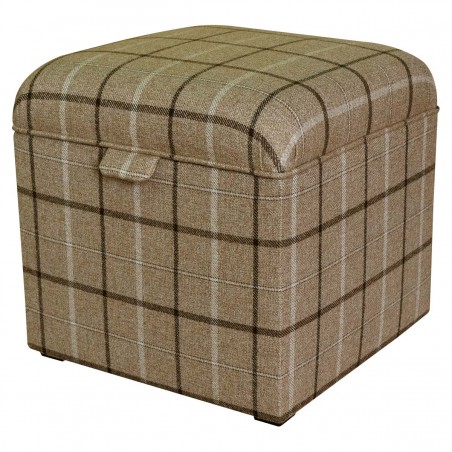 brown tartan pouffe with storage