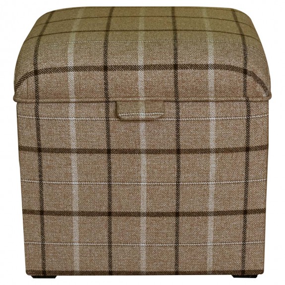 Square Storage Pouffe in Sophie Tartan Chocolate Fabric