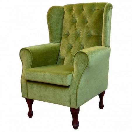 green velvet wingback chair