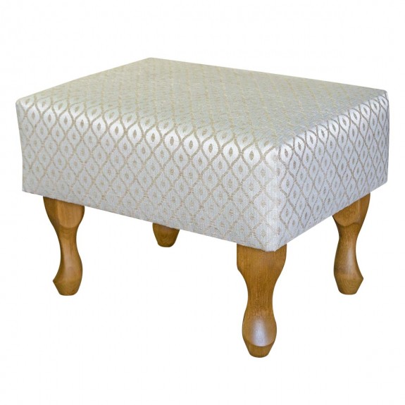 Small Footstool in Woburn Trellis Beige Fabric