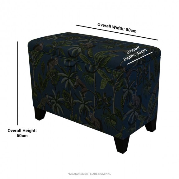 Tall Storage Ottoman in Rainforest Cranberry Cotton Fabric