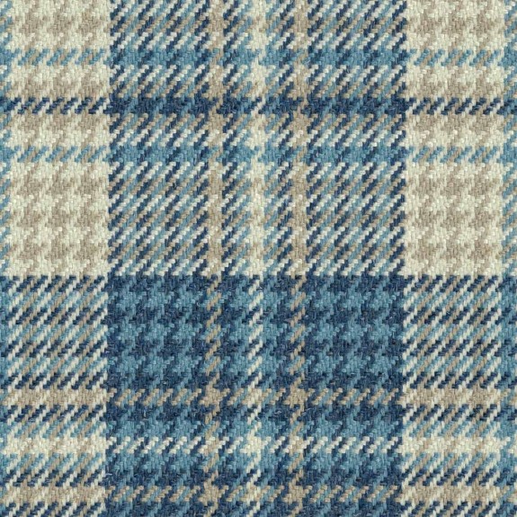 LUXE 52" Medium Chaise Longue in Bologna Marine Houndstooth Tartan Fabric