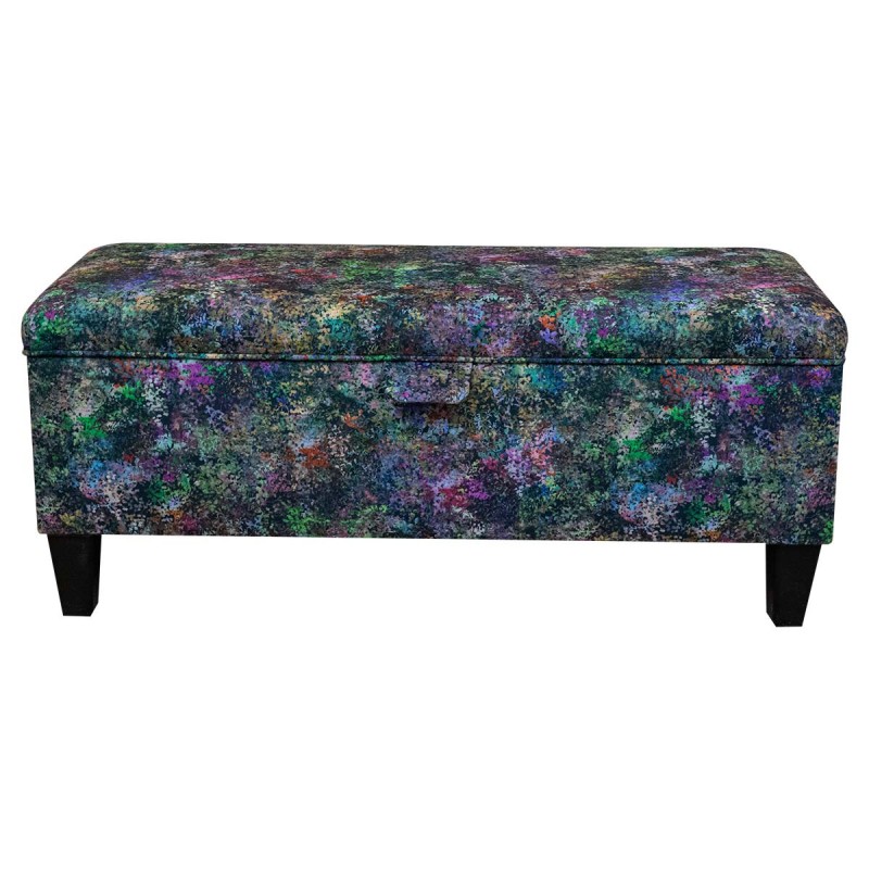 Stool Multicolour Printed Velvet Fabric