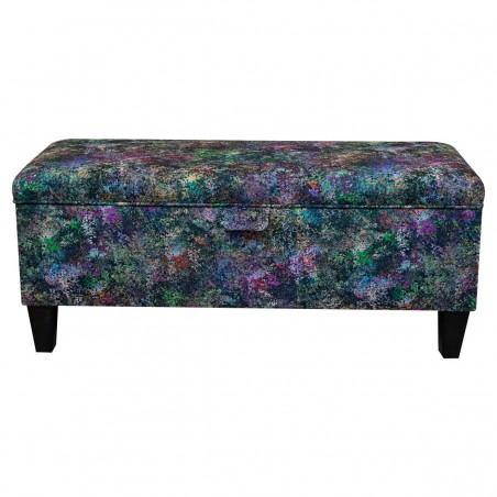 Stool Multicolour Printed Velvet Fabric