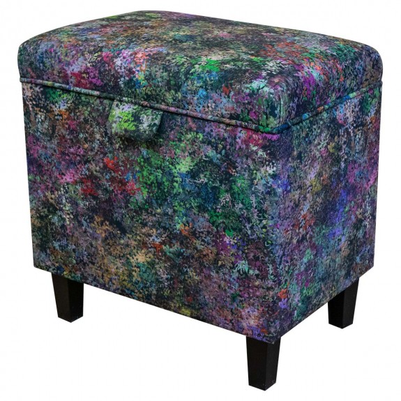 Tall Storage Ottoman in Maestro Seurat Multicolour Printed Velvet Fabric