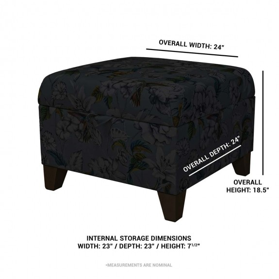 Square Storage Pouffe in Piazza Ocean Window Pane Fabric