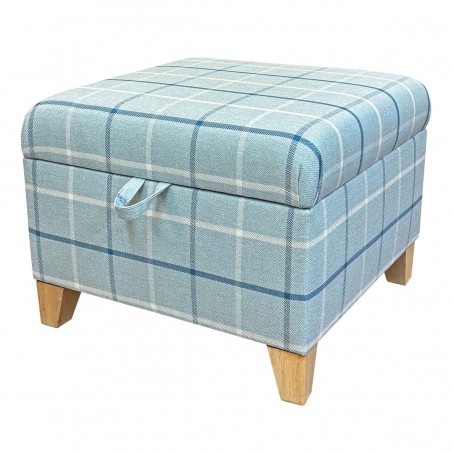blue check footstool