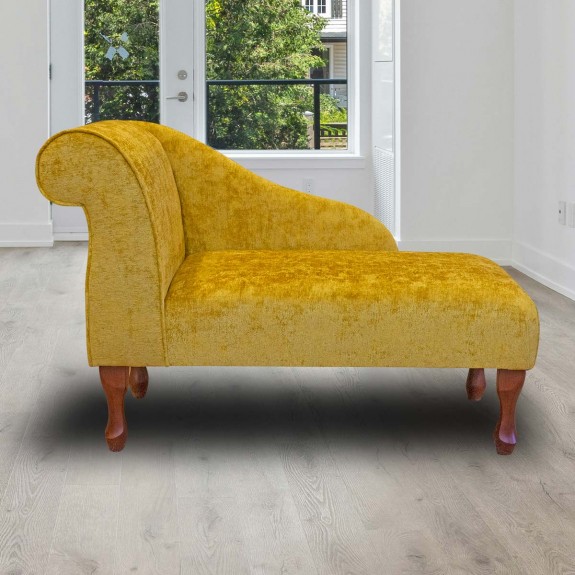 41" Mini Chaise Longue in Nuovo Butterscotch Chenille Fabric
