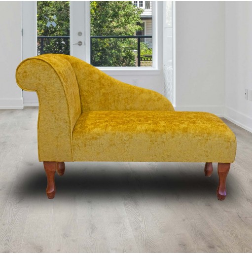 41" Mini Chaise Longue in Nuovo Butterscotch Chenille Fabric