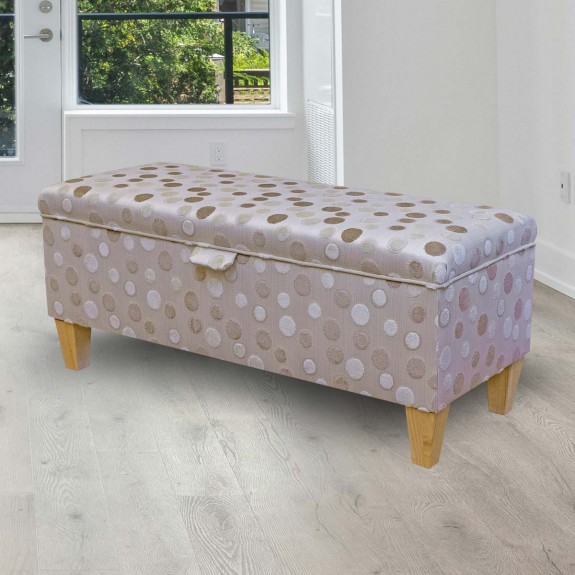 LUXE Storage Bench Stool in Eleganza Spot Honey and Cream Fabric