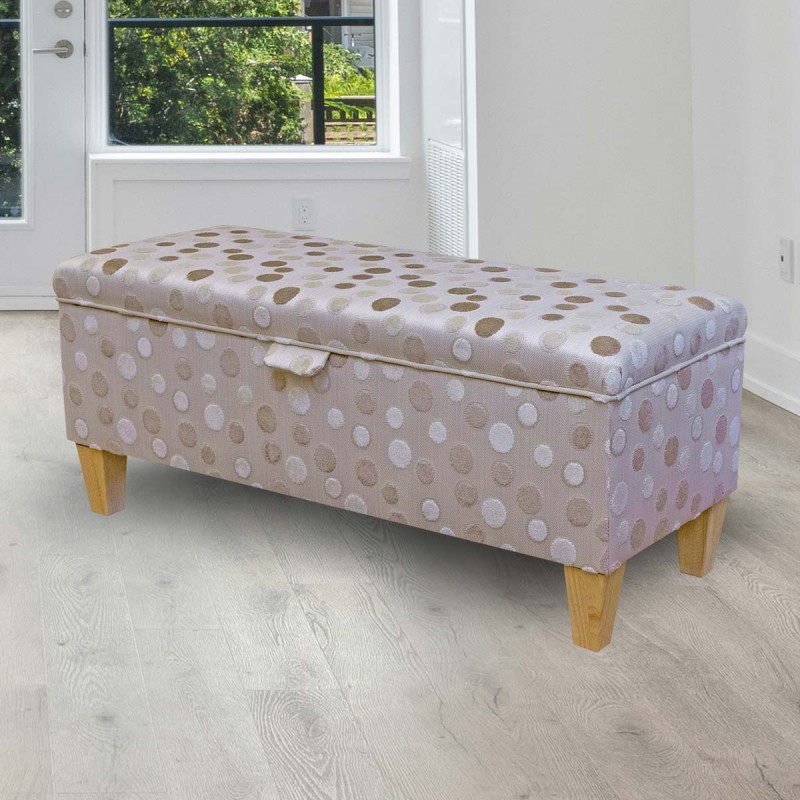 LUXE Storage Bench Stool in Eleganza Spot Honey and Cream Fabric