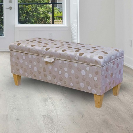LUXE Storage Bench Stool in Eleganza Spot Honey and Cream Fabric