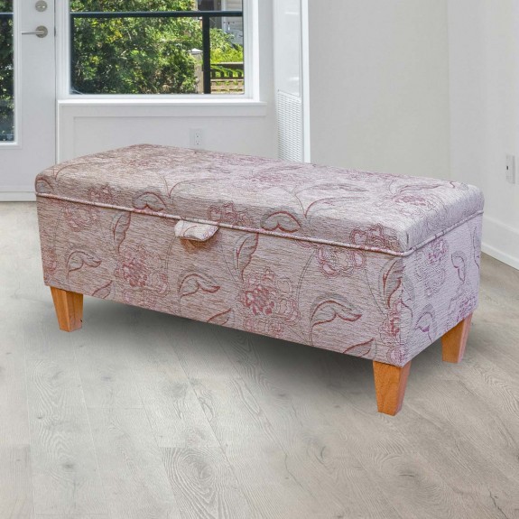 Storage Bench Stool in Maida Vale Floral Rose Fabric