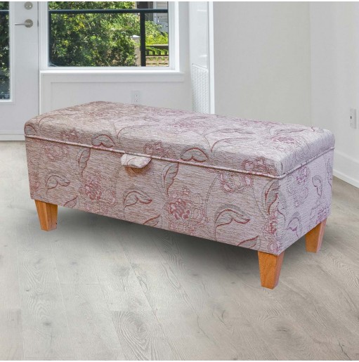 Storage Bench Stool in Maida Vale Floral Rose Fabric