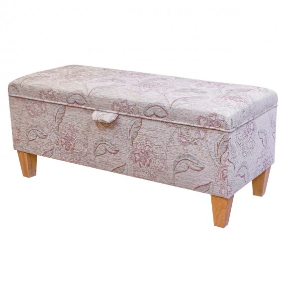 Storage Bench Stool in Maida Vale Floral Rose Fabric