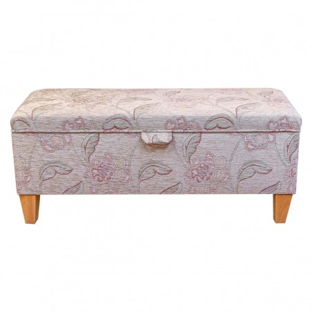 Rose floral storage bench