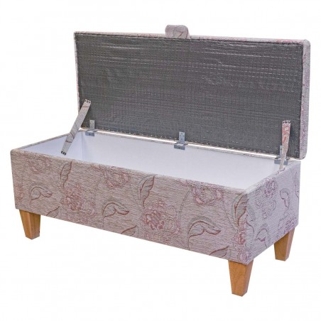 floral storage bench in pink