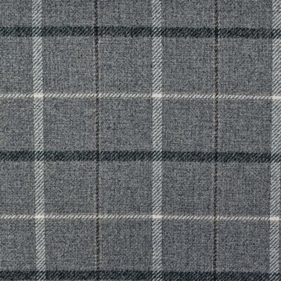 Square Storage Pouffe in Sophie Tartan Zinc Fabric