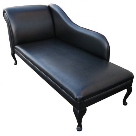 70" Classic Style Chaise Longue in Black Faux Leather