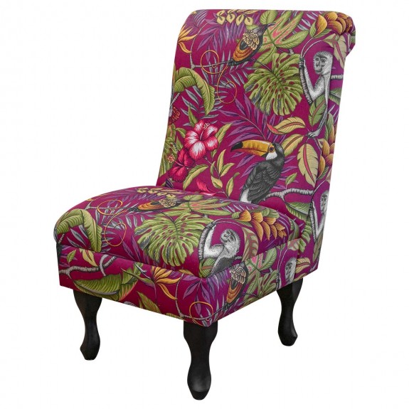 Bedroom Chair in Rainforest Cranberry Cotton Fabric