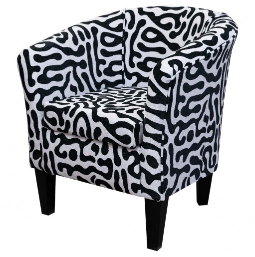 Designer Tub Chair in Rosso Fluid Zebra Fabric