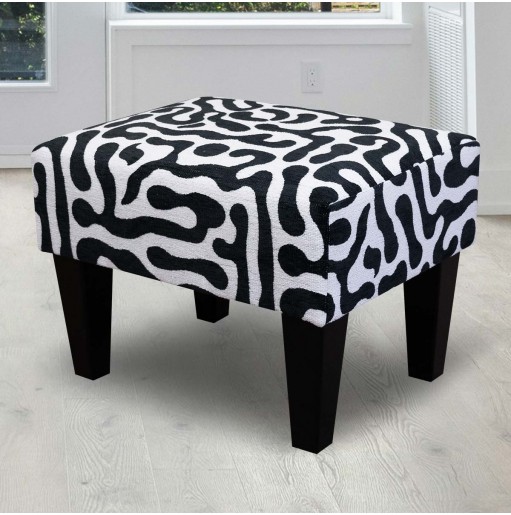 Small Footstool in a Rosso Fluid Zebra Fabric