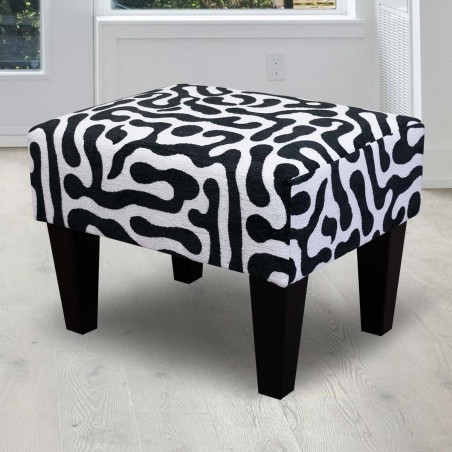 Small Footstool in a Rosso Fluid Zebra Fabric